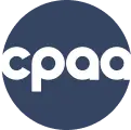 Blue circle with white lowercase letters cpaa in the center.
