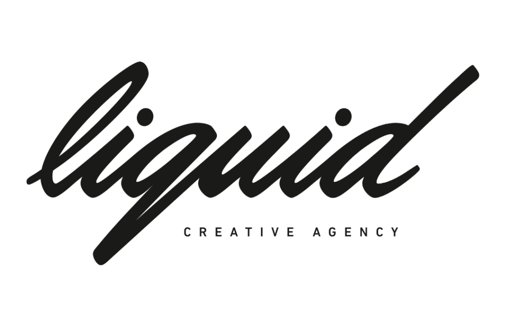 Stylized black script text on a white background that reads liquid in large letters and CREATIVE AGENCY in smaller capital letters underneath.