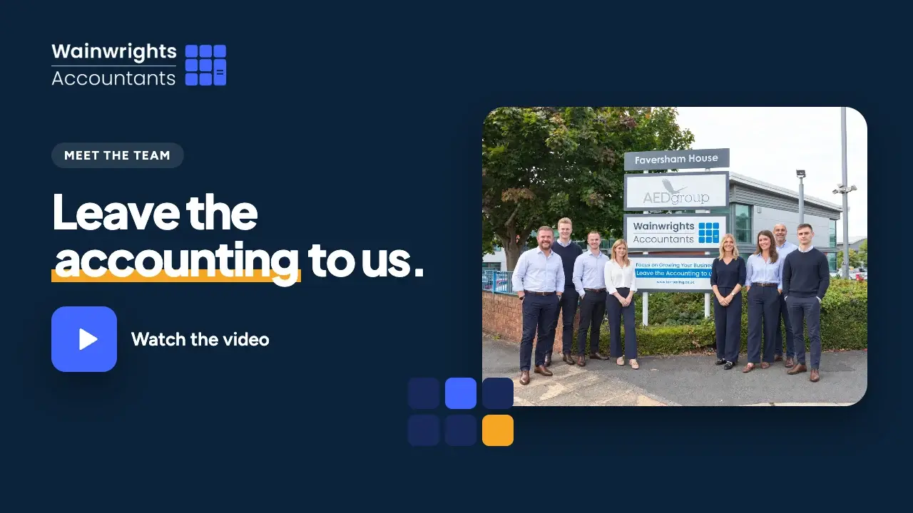 The Wainwrights Accountants team outside Faversham House in Bromborough. Play the video to meet the team.